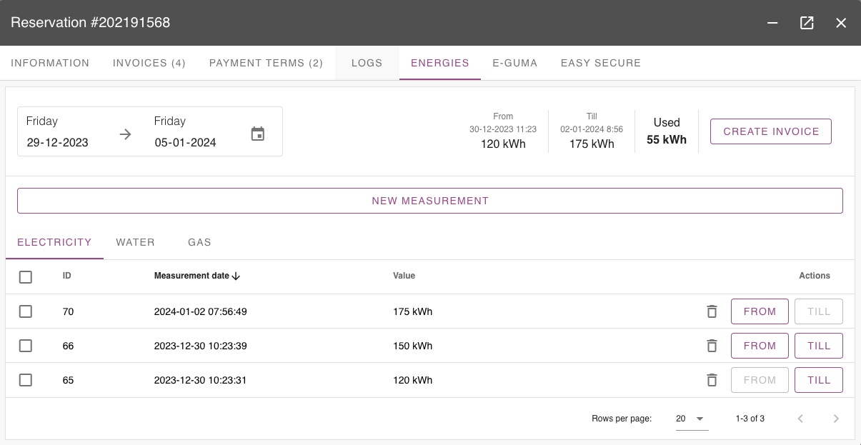 create measurement invoice